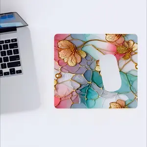 Floral Pattern Pastel Color Desk Mat, Large Stained Glass Mouse Pad, Pastel Color Computer Mat for Desk, Home Decor, Gaming Desk Accessory, Office Desk Accessories, Girly Office Supplies, Desktop Accessories