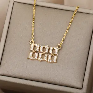 Number Necklace Angel 111-999 Zircon Necklace for Men and Women Couples Ancient English Necklace
