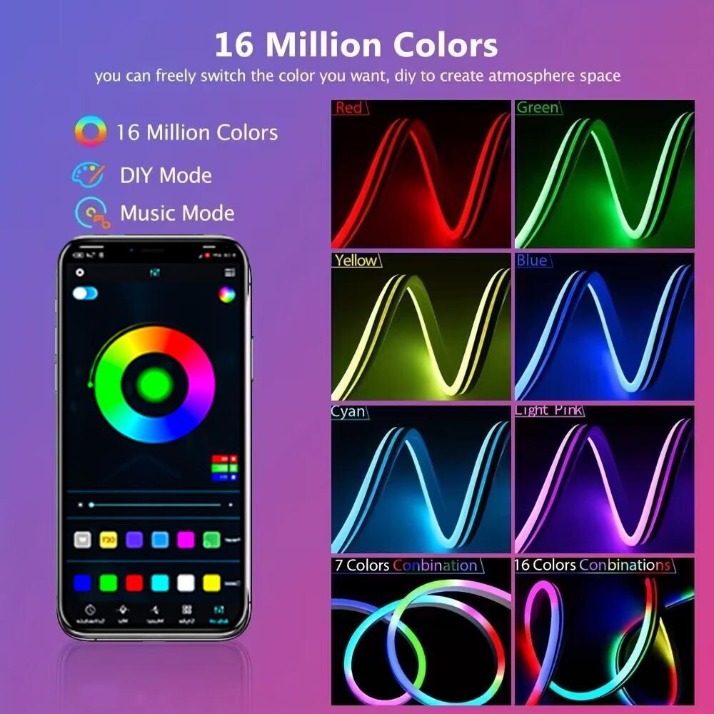 LED Smart Neon Light Strip, USB-Powered RGBIC Flexible Rope Light with App and Remote Control, LED Strip Lights for Bedroom, Living Room, Game Room or TV Wall, LED Light Strips #TOP PICKS