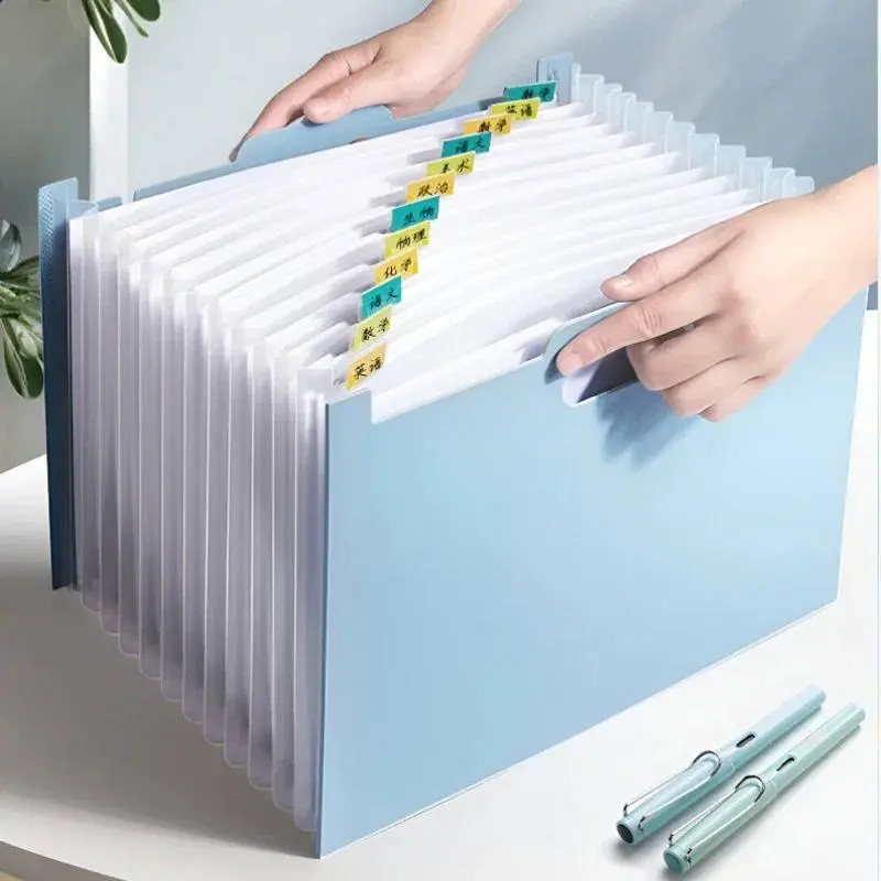 13 Pockets Accordion File Organizer, Expanding File Folder with Lable Pocket,Upright Open Top,A4/Letter Size Paper Document