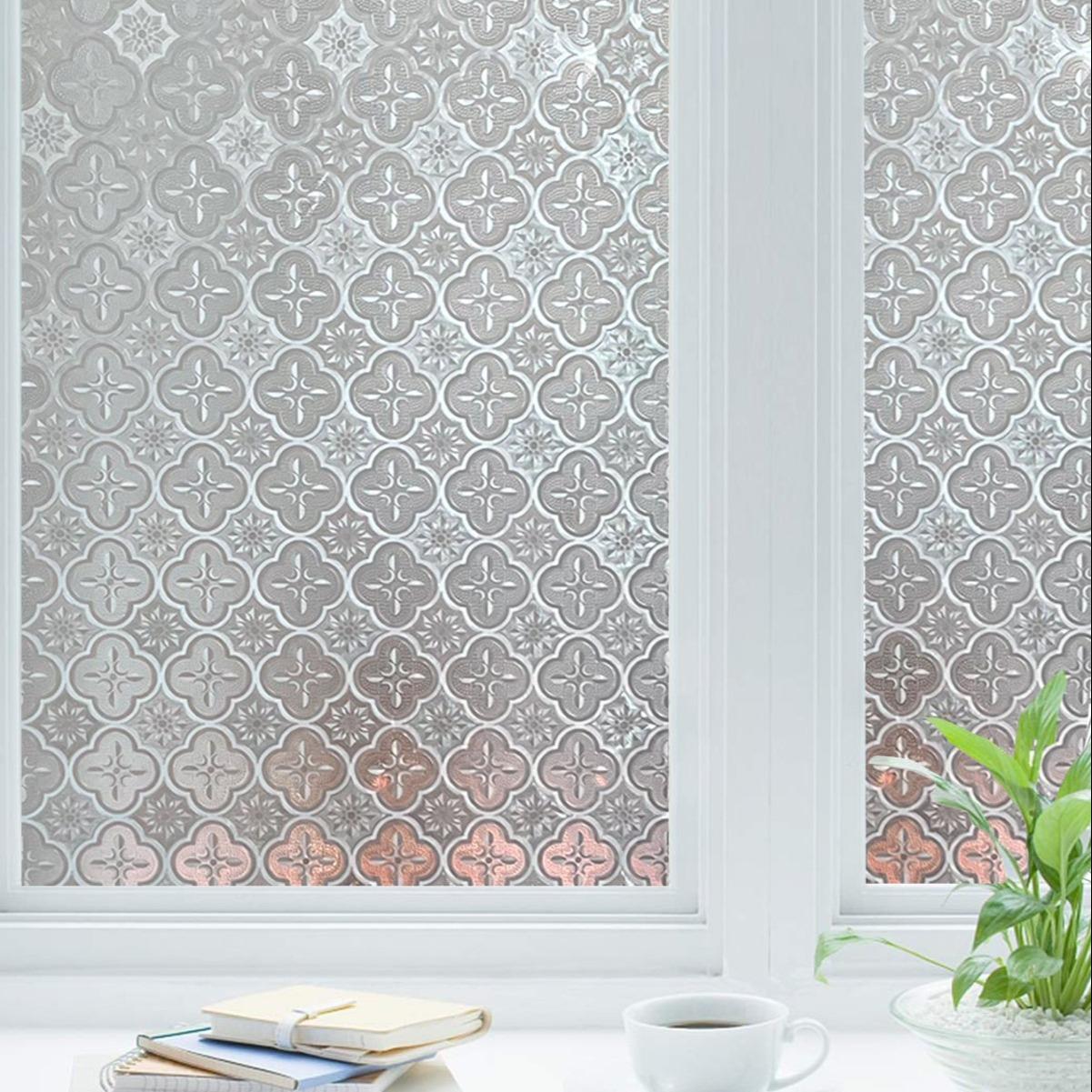 Malus Spectabilis Pattern Privacy Sticker, 1 Roll Static Cling Privacy Window Film, Sun Shade Film, Home Decor Sticker for Living Room Bedroom Room Decor, Window Privacy Films Interior Decoration Accessories, Window Decorations Supplies#GLOBAL PICKS