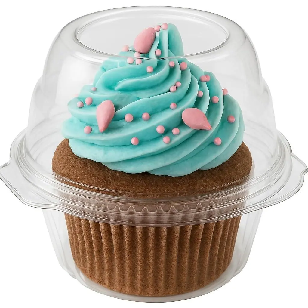 Individual Cupcake Containers, 25 Pack, Cupcake Holder with Lid, Plastic Single Cupcake Container, Muffin Container, Stackable,