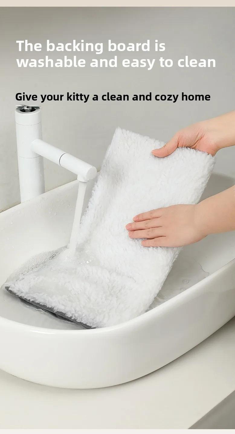 Cat Bed House Scratch Pad Foldable Square Design Solid Pattern Fashion Style Cat Cave Hideaway Cube Removable Washable Cushions for Indoor Cats Comfortable Cozy Pet Sleeping Nest with Scratching Function