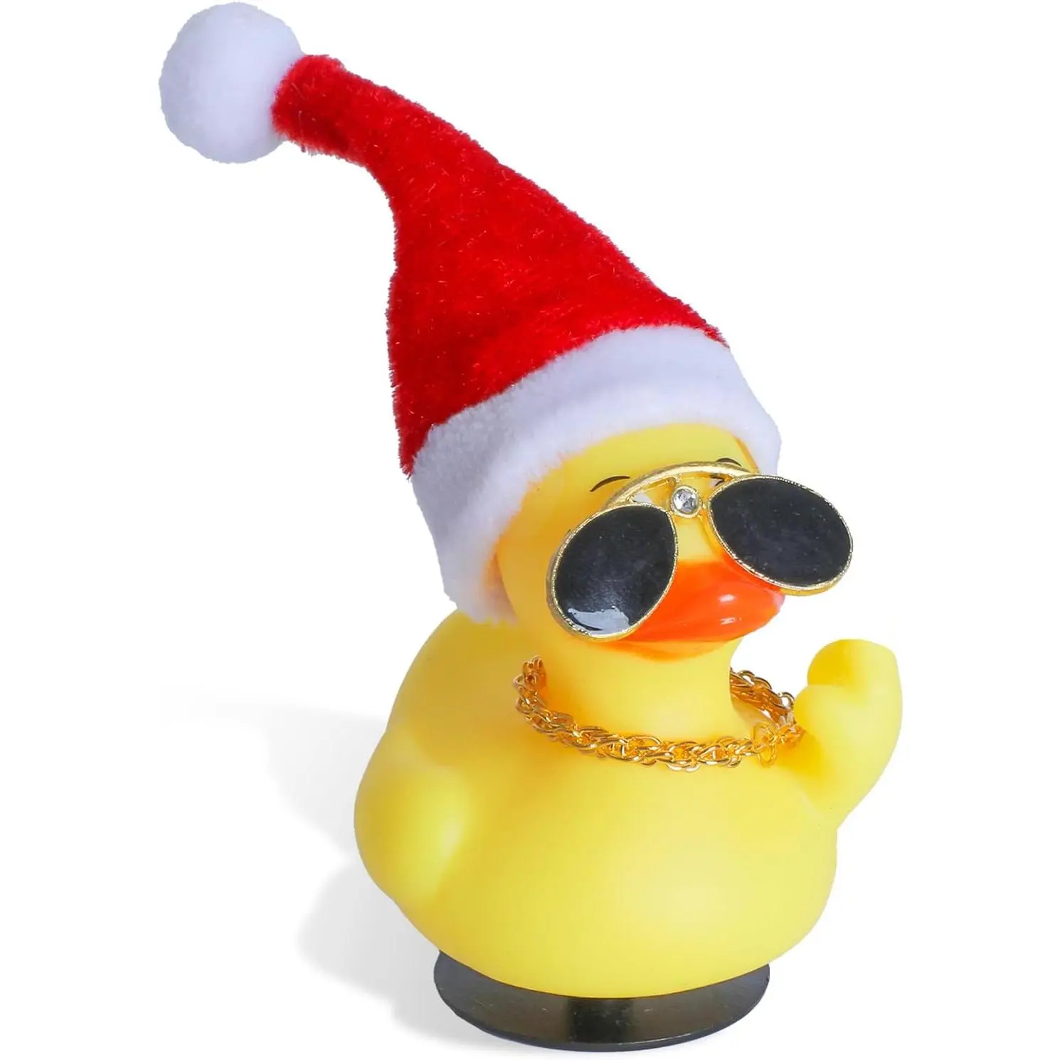 Funny Rubber Duck with Hat, Sunglasses,  Necklace -  Christmas Duck Decor for  Dashboard & Office Desk - DIY Duck Ornament  Set for Adults,  Lovers