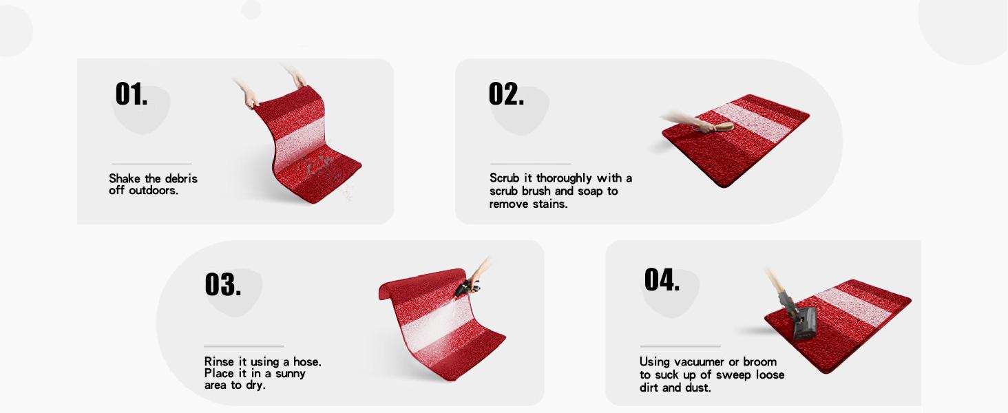 Indoor Door Mat, 36x24 Non-Slip Absorbent Dirt Trapper, Low-Washable Inside Entrance Front Mat, Sturdy Soft Doormats for Entryway, Burgundy