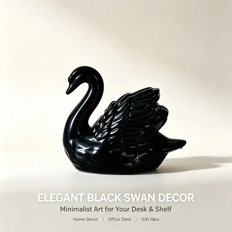 Modern Minimalist Swan Figurine, Elegant Home Decor Statue for Living Room, Office, Desk, and Shelf, Contemporary Swan Decor Piece