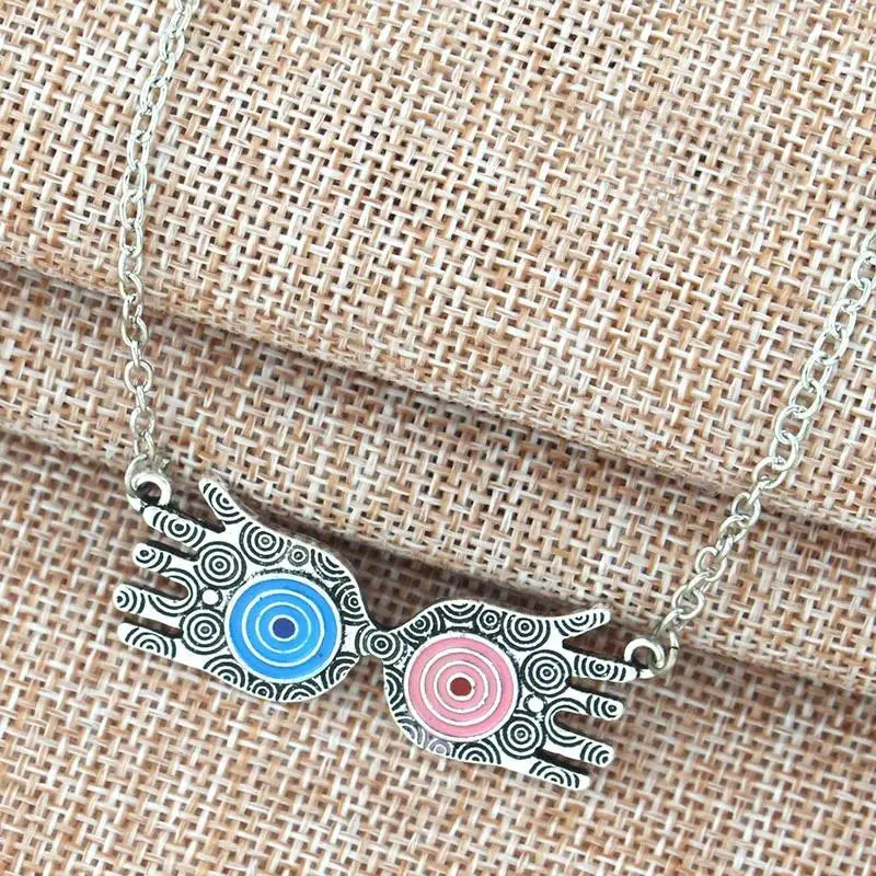 Anime Theme Pendant Necklace featuring Cartoon Eyes with Glasses, Unisex Wear Chain Jewelry, Perfect Cosplay Gift, Chain Jewelry Necklaces, Glasses Motif