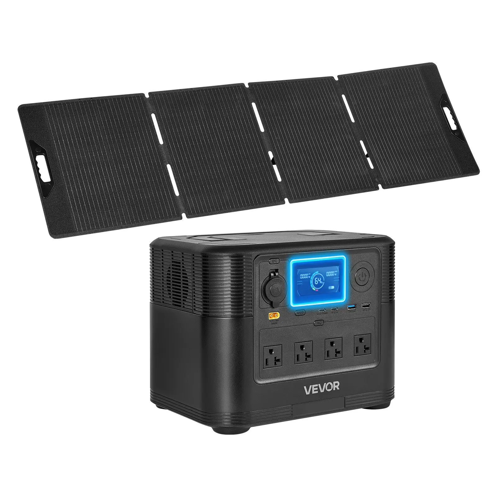 【DealsForYouDays】VEVOR 1200W Portable Power Station with 806Wh LiFePO4 Battery Backup, 200W Solar Panel, 9 Multiple Ports for Home Emergency, Outdoor Camping (for Outdoor Users), Compact