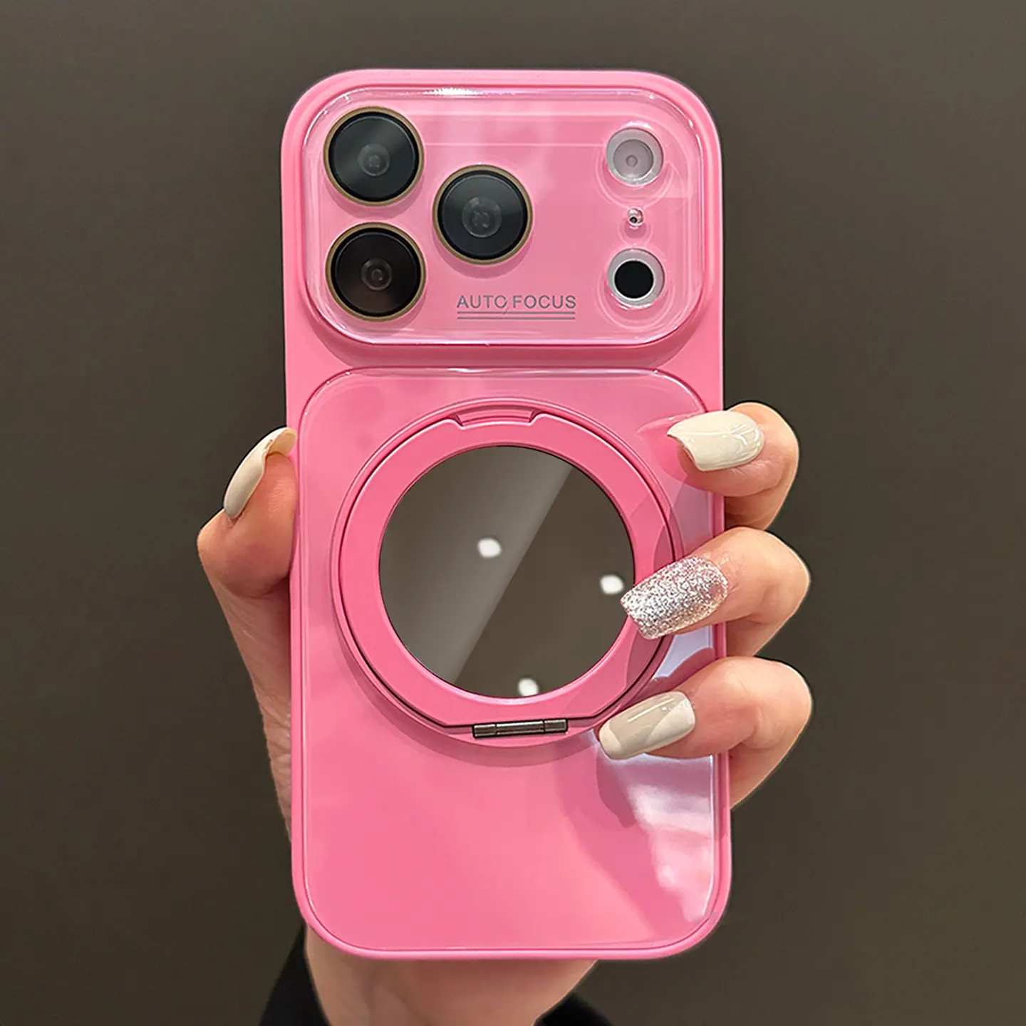 360-Degree Rotating Magnetic Smartphone Stand - Reflective Mirror Finish Mobile Phone Accessory for IP 17 Pro Max,16 Pro Max,15,14,13 Casings, Glass Covers & Customized Handheld Protective Accessories
