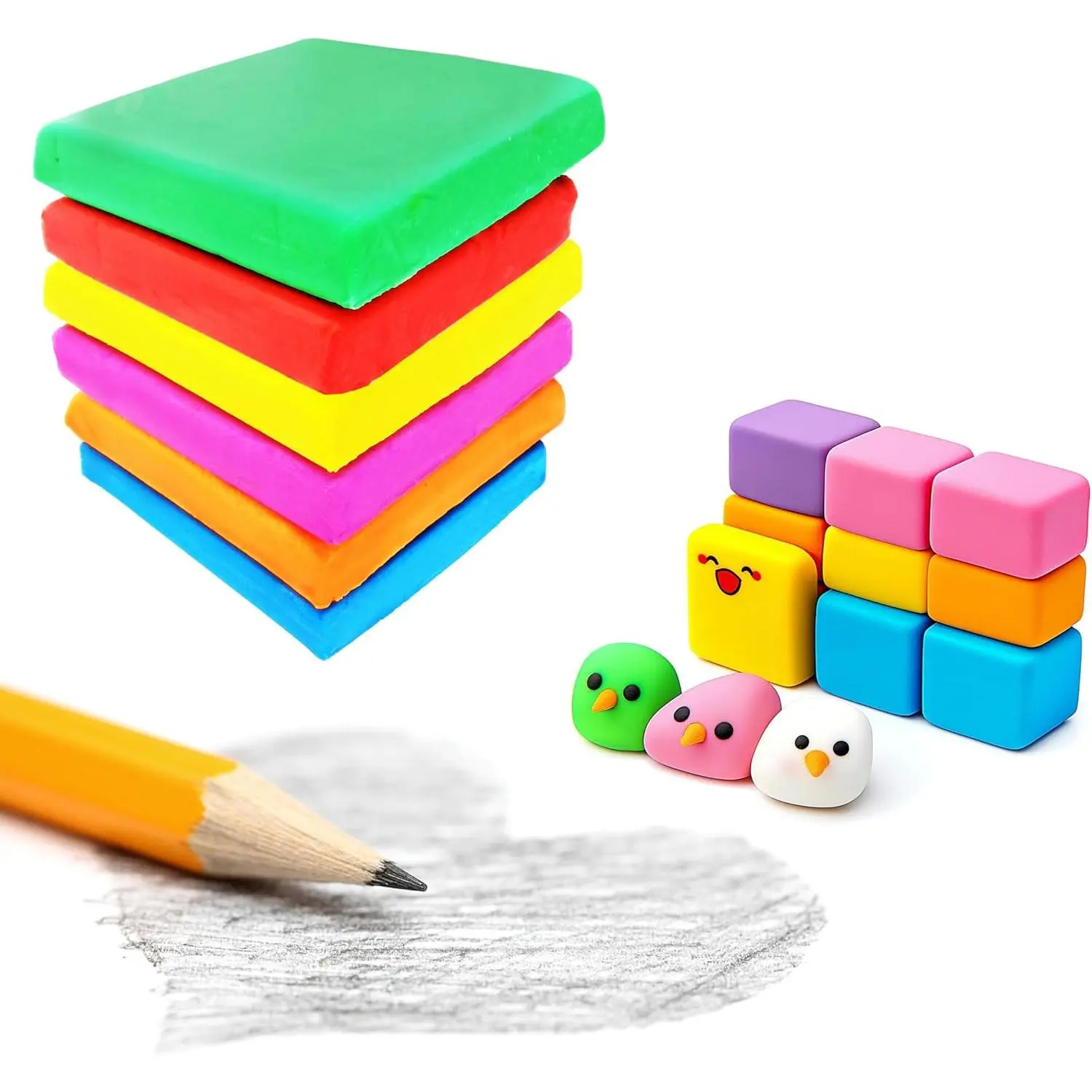 Kneaded Eraser for Artists Drawing, Sketching, 6 count Moldable & Stretchy Clay  Erasers Putty Kneadable and Scented for Art Student