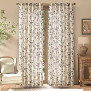 Vine Blossom Linen Blend Curtains