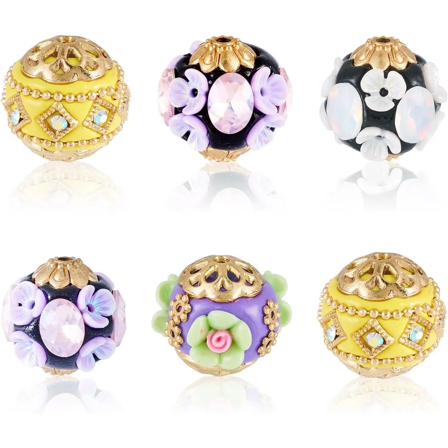 6 count Large Rhinestone Focal Beads for Pens Making, Rondelle Fancy Flower  Spacer 15-20mm Glitter Chunky for Beadable Pens  Bracelet  Making