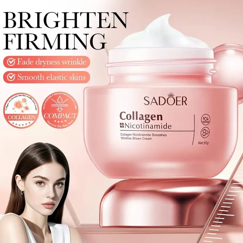 Brightening Cream with Collagen & Niacinamide, Advanced Radiant & Firming Formula, Deep Hydrating Facial Care for Glowing Skin
