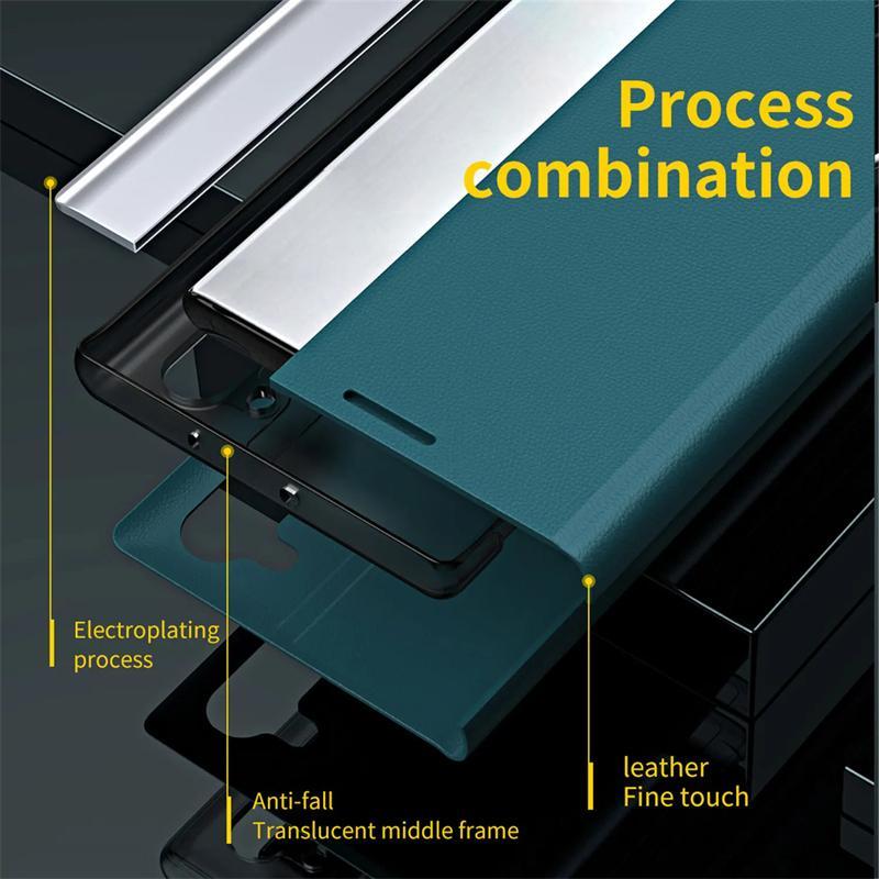 Premium Luxury Leather Flip Folio Case with Built-in Kickstand for Samsung Galaxy S26/S25/S24 Series, Including Ultra, Plus & FE Models