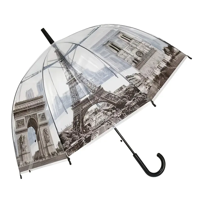 Individual Package - Transparent Bubble Umbrella with Automatic Opening And Elegant-Shaped Handle, Suitable Both Men And Women. This See-Through Umbrella Is Perfect Weddings, Outings, Large Gatherings, Graduation Events, Proms