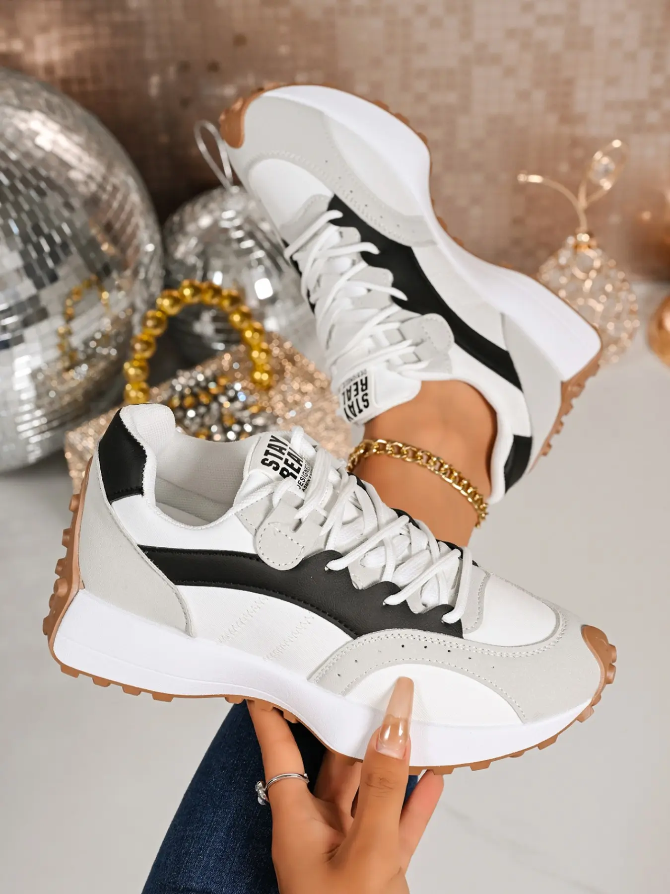 2026 Spring Summer New Patchwork Retro Agony Shoes for Women, Colorblock Textile Anti-Slip Thick Sole Casual Sports Shoes, Lightweight Height-Boosting Dad Shoes