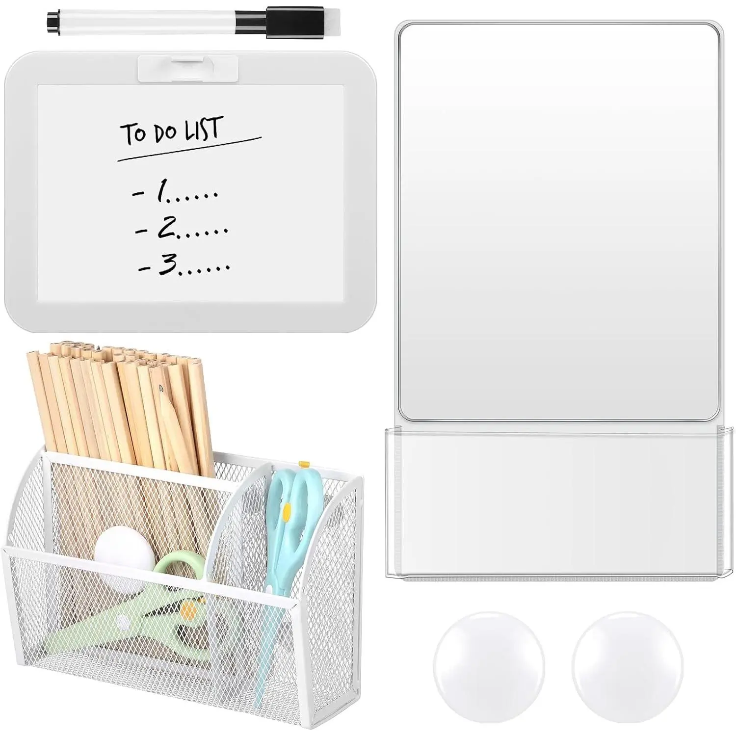 5 Pcs Magnetic Locker Accessories Organizer Kit, Classic, White