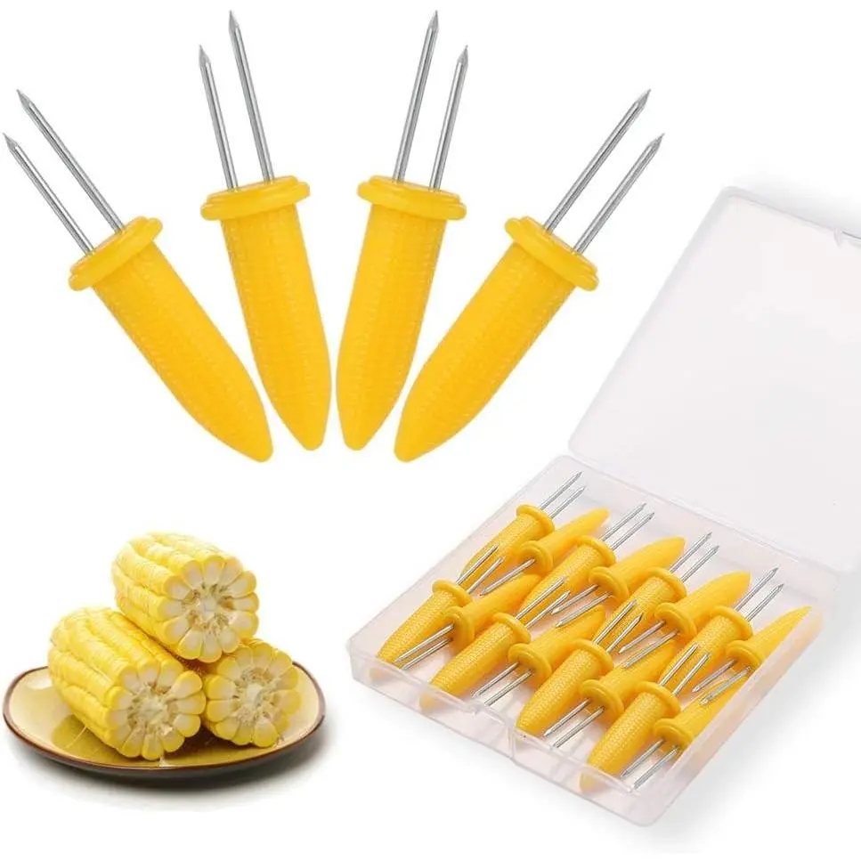 20PCS Stainless Steel Corn Holders Set, Durable Anti-Scald Corn on The Cob Skewers with Storage Box for BBQ Home Cooking Forks