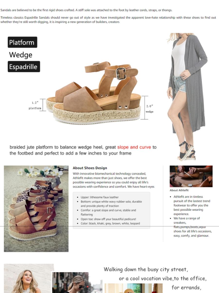 Athlefit Women's Espadrilles Sandals Ankle Strap Buckle Wedge Sandal Open Toe Studded Platform Sandals Girl Walking Shoes Footwear Summer