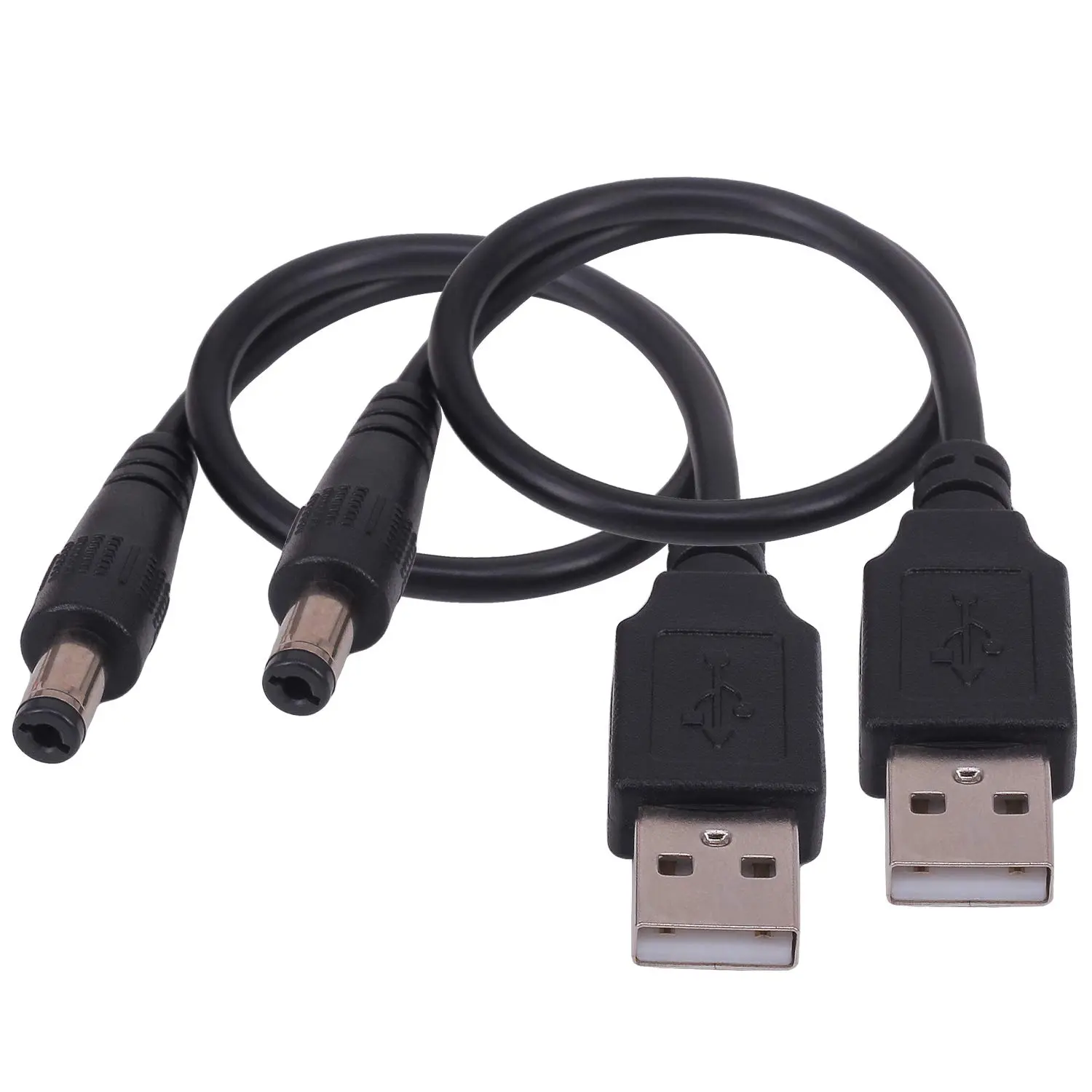 USB to DC Power Cord, [2 Pack] 0.25m USB 2.0 A Type Male to DC 5.5 x 2.1mm 5V Power Plug Connector  Power  Adapter (USB to DC 5.5 x 2.1mm)