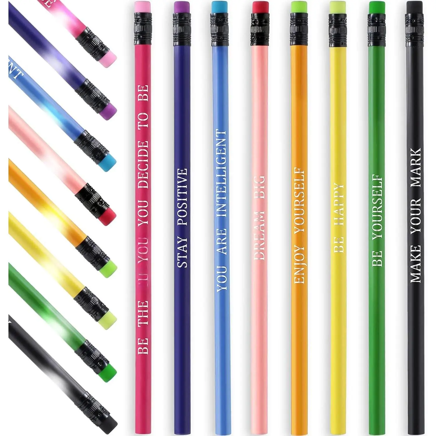 40 count Mood Color Changing Pencils with Eraser Heat Activated Inspirational Pencil with Sayings Thermochromic Personalized Pencil  to School Students Classroom (Inspirational Style)