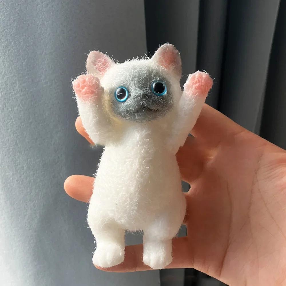 13CM Cute Taba Squishy Cat Fluffy Sticky Realistic Cat Stress Relieving Toy Simulation Cats Doll Squeeze Gift for Kids Adults