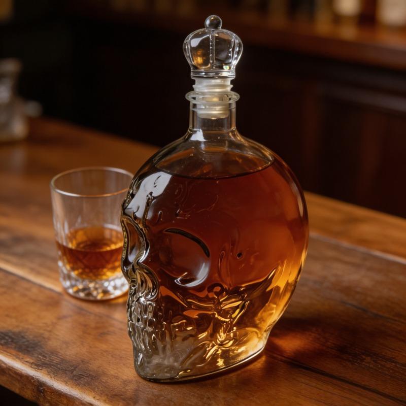 Sovereign Skull Whiskey Decanter, 350ml Gothic Skull Glass Liquor Bottle, Dark Style Empty Wine Vessel for Home Bar Decor & Gift