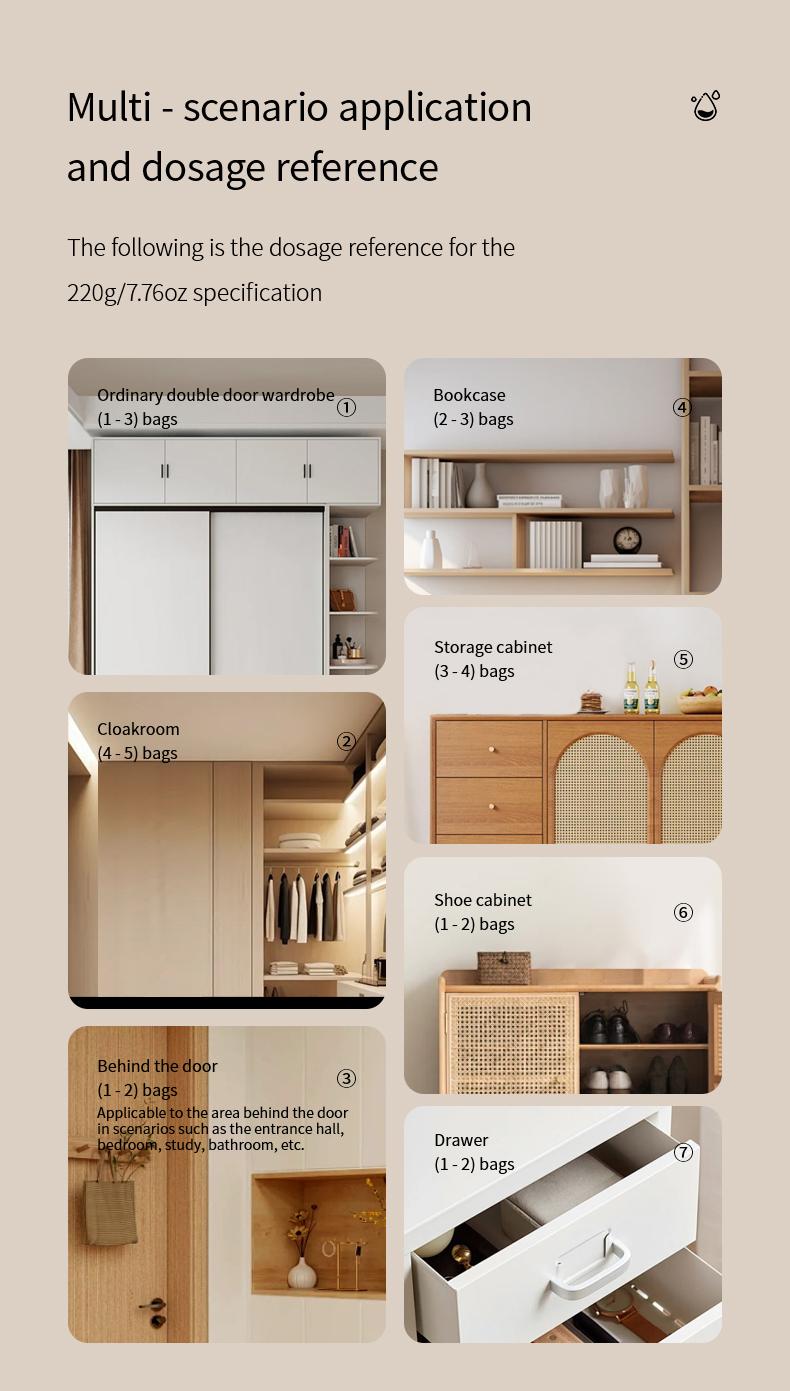 FaSoLa dehumidification bags remove musty odors, are desiccants, and are moisture-proof and mold-resistant bags for dormitory students to absorb moisture from bedding and clothing