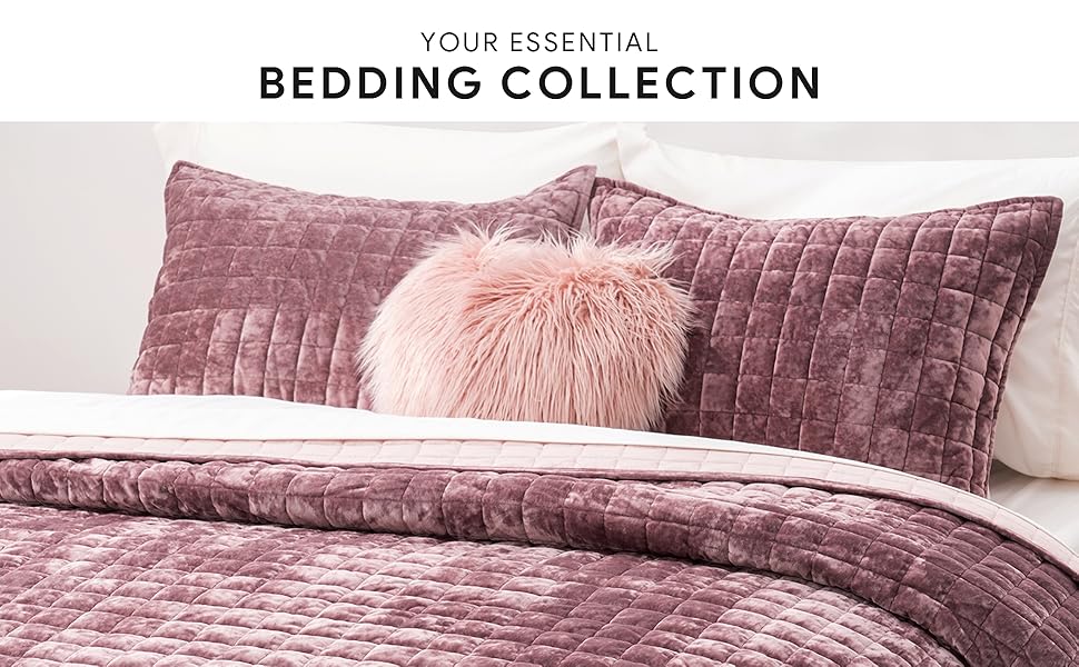 Luxury Velvet Set Full Queen Size, Lightweight Velvet Comforter Set, Oversized Bedspread Coverlet Quilted Bedding Set, with 2 Matching Pillow Shams, for All Season, Dusty Mauve Pink Luxury Velvet Set Full Queen Size, Lightweight Velvet Comforter Set, Oversized Bedspread Coverlet Quilted Bedding Set, with 2 Matching Pillow Shams, for All Season, Dusty Mauve Pink