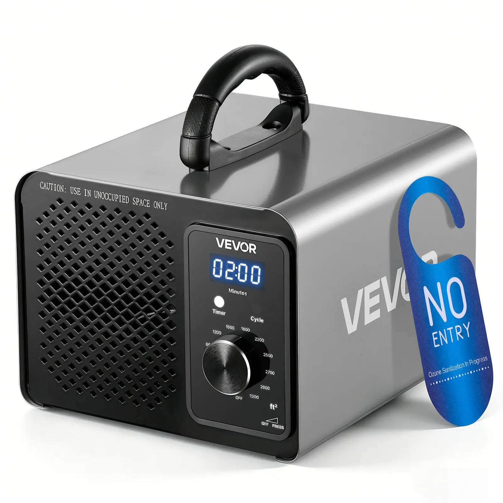 VEVOR Ozone Generator, 36000mg/h Commercial Industrial Deodorizer with 15s Delayed Start Timer, Rotary Encoder Knob, Odor-Treatment Cycle Mode, Odor Removal for Car, Smoke, Up to 3200 sq. ft
