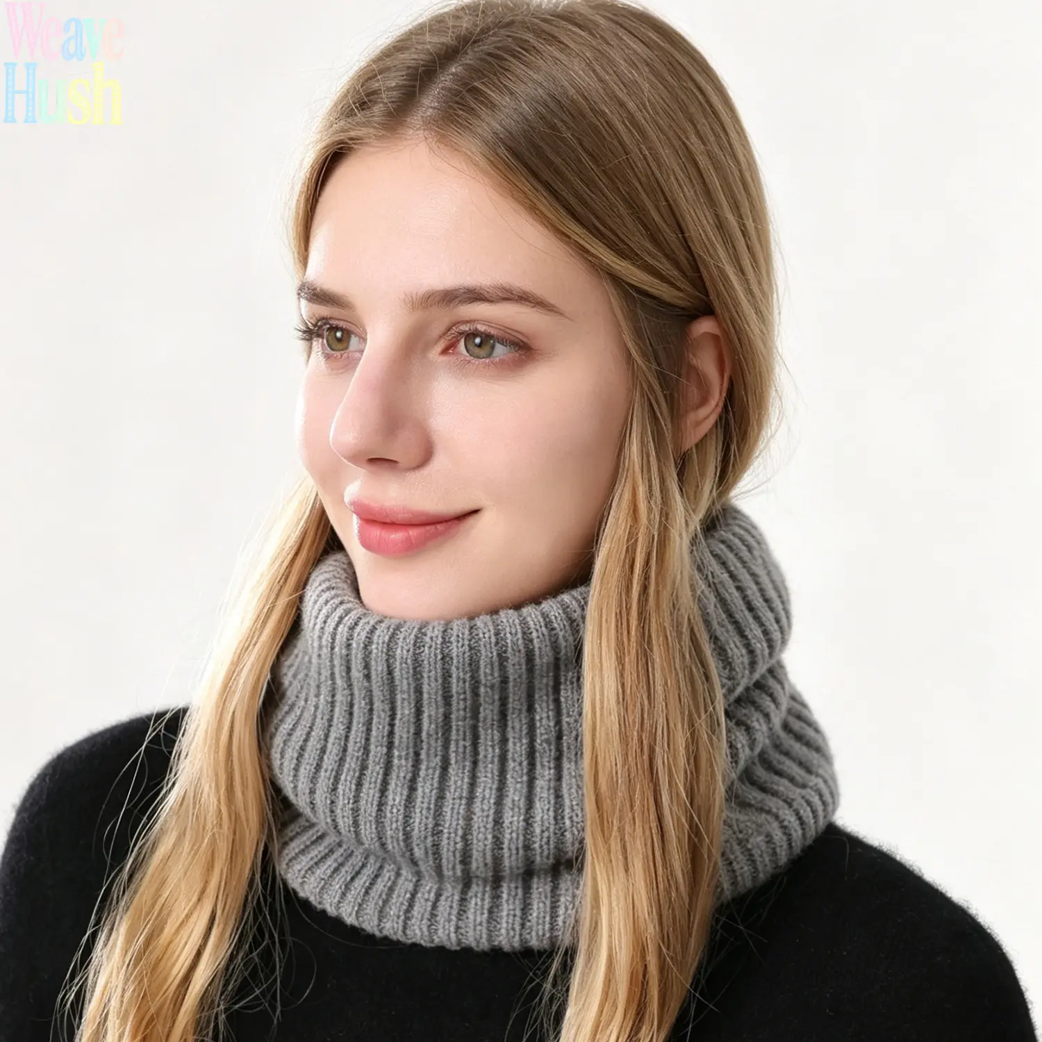 Unisex Adult Double‑Layer Velvet Knitted Neck Gaiter, Thickened Wool Warm Wind‑Proof Cold‑Weather Essentials, Stretch Turtleneck Neck Warmer for Cycling Hiking Daily Winter Outdoor Commute
