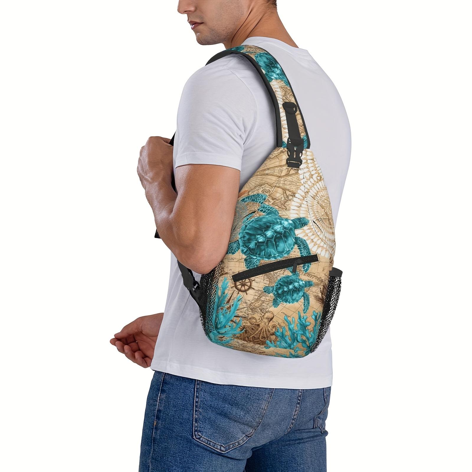 Crossbody Chest Hiking  Vintage Nautical Charts And Sea Turtle Shoulder Folding Large Capacity Can Be Used For Shopping, Work, Leisure Travel Beach Fishing  Travel  For School Back Christmas Gifts backpack