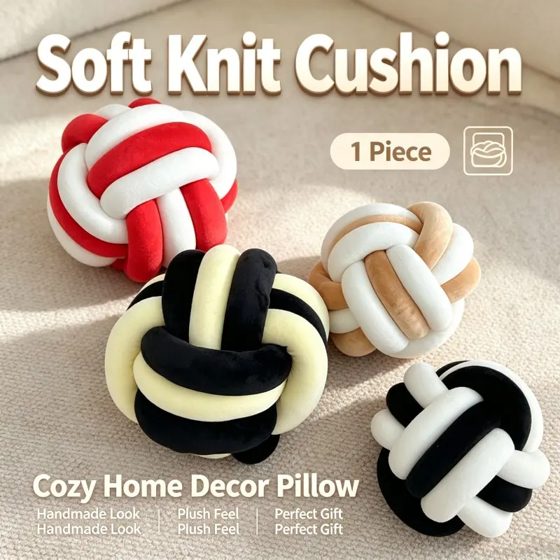 1pc Knotted Pillow, Spherical Decorative Cushion, Handwoven Seat Pad, Ideal for Sofa, Living Room, Bed Decoration, Holiday Gift