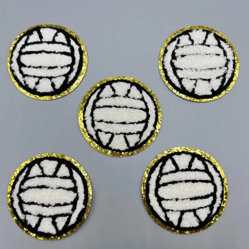 5PCS Iron On Patches, Volleyball Iron On Patch, Sports Chenille Embroidered Jean Patches, Glitter Bulk Sew On Patch Fuzzy Applique Emblem for Clothes, Vest Jackets, Jeans, Backpacks & Hats.
