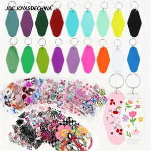 24pcs Mixed Styles DTF Keychain Wraps And Blank Hotel Keychains Set, for DIY Crafts Ornament