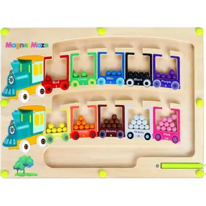 Magnetic Color & Number Maze Montessori Wooden Magnet Puzzle Game Board Color Matching Learning Counting Puzzle Toddler Fine Motor Skills Toys Giftfidget toys