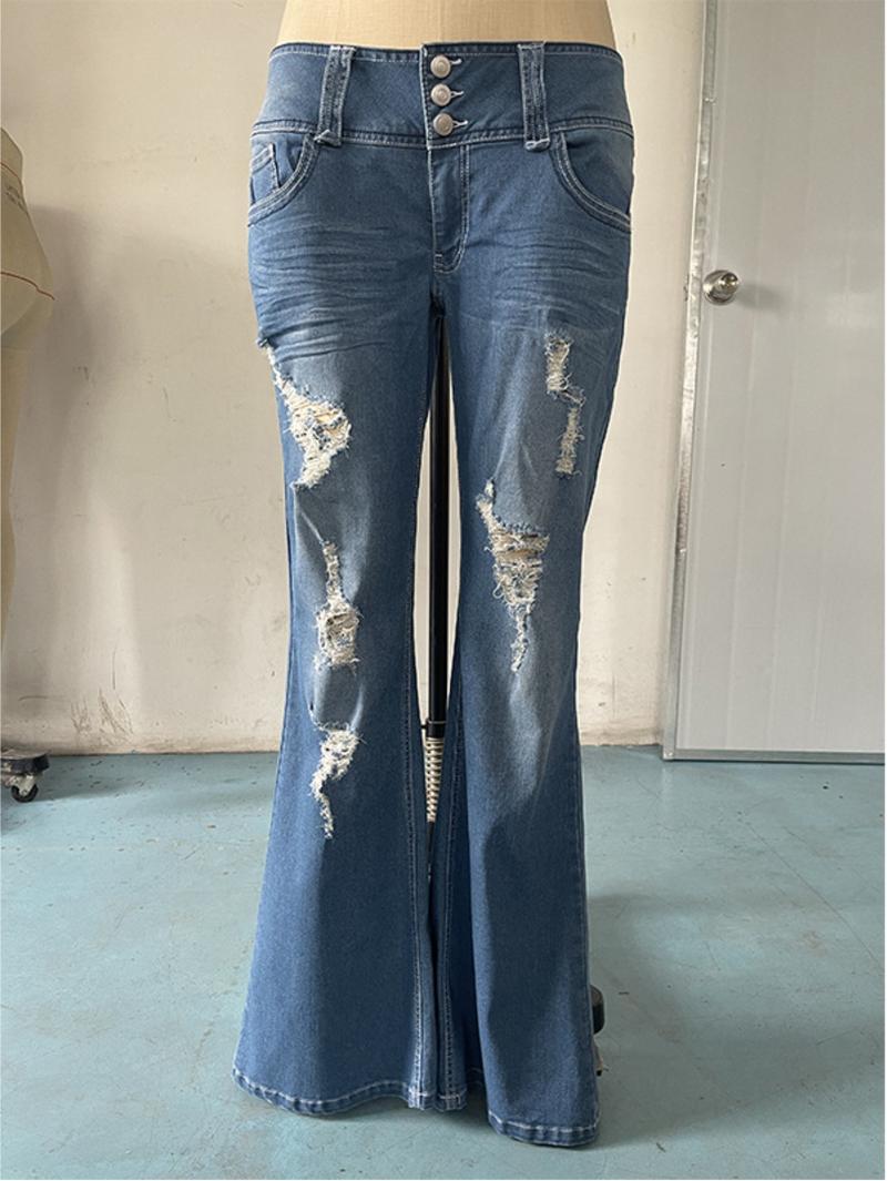 2025 Summer New Low Waist Vintage Ripped Button Jeans Purple Denim Tears Streetwear jean baggy jeans