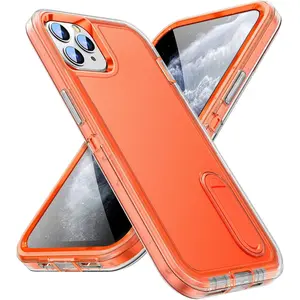 3-in-1 Heavy Duty Kickstand Phone Case Set, 1 Shockproof Slim Hard Case + 2 HD Tempered Glass Screen Protectors for iPhone 13-17 Series, for Samsung Galaxy A&S Series, for Motorola Moto Series, for Google Pixel 9 Series