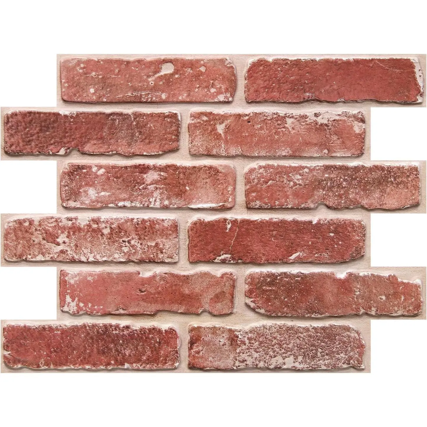 3D Faux Brick Peel and Stick Wall Panels Wall Stickers, 10 Pcs 15.7" x 11.8", Ultra-Light Thin PVC Fake Brick Decorative Backsplash Wall Covering for DIY, Vintage Red