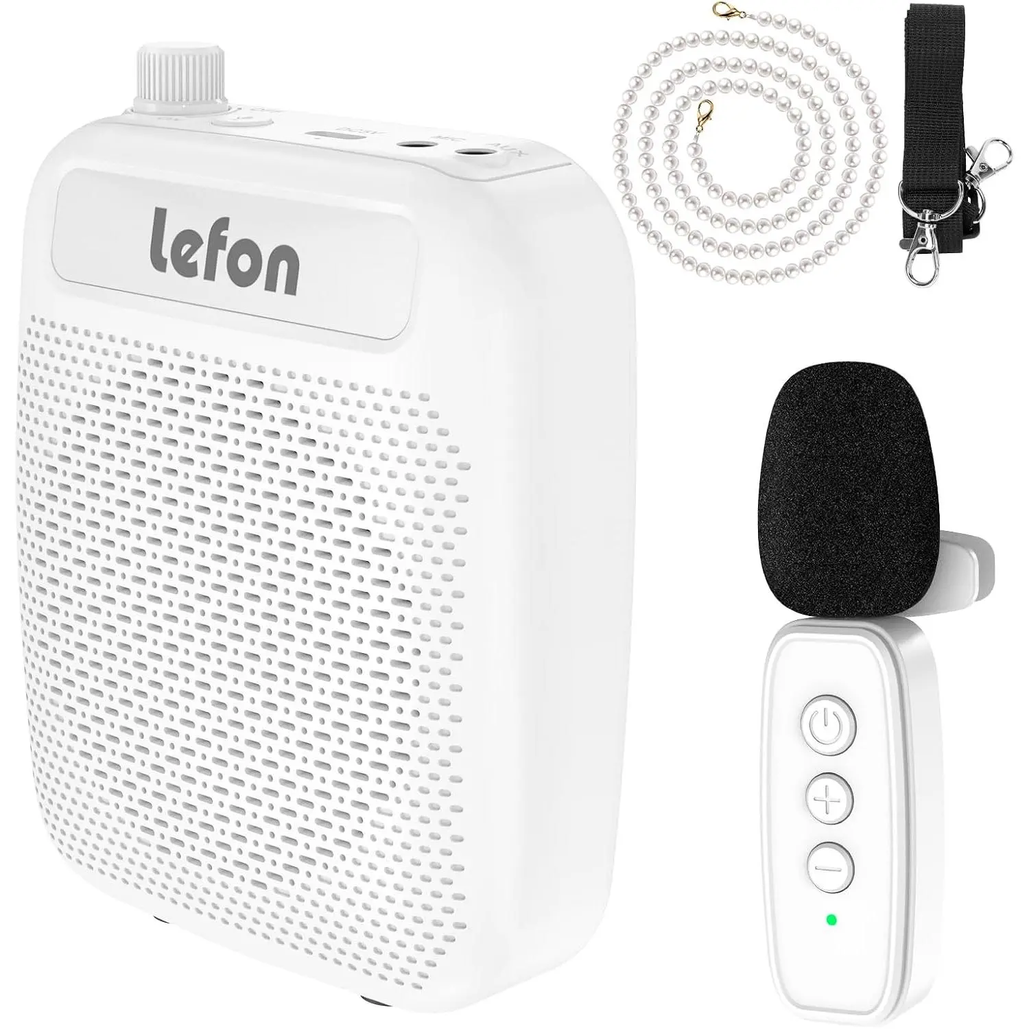 Voice Amplifier with Lavalier Microphone, Portable Rechargeable Clip  Megaphone Speaker  Lapel Mic for Teachers, Noise Reduction/10W/2000mA, for Tour Guide, Outdoor (White)
