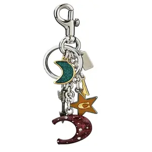 Star Moon Alphabet Keychain for Women, Cute Initial Bag Charm Pendant Accessory for Keys Purses Backpacks and Daily Styling Use