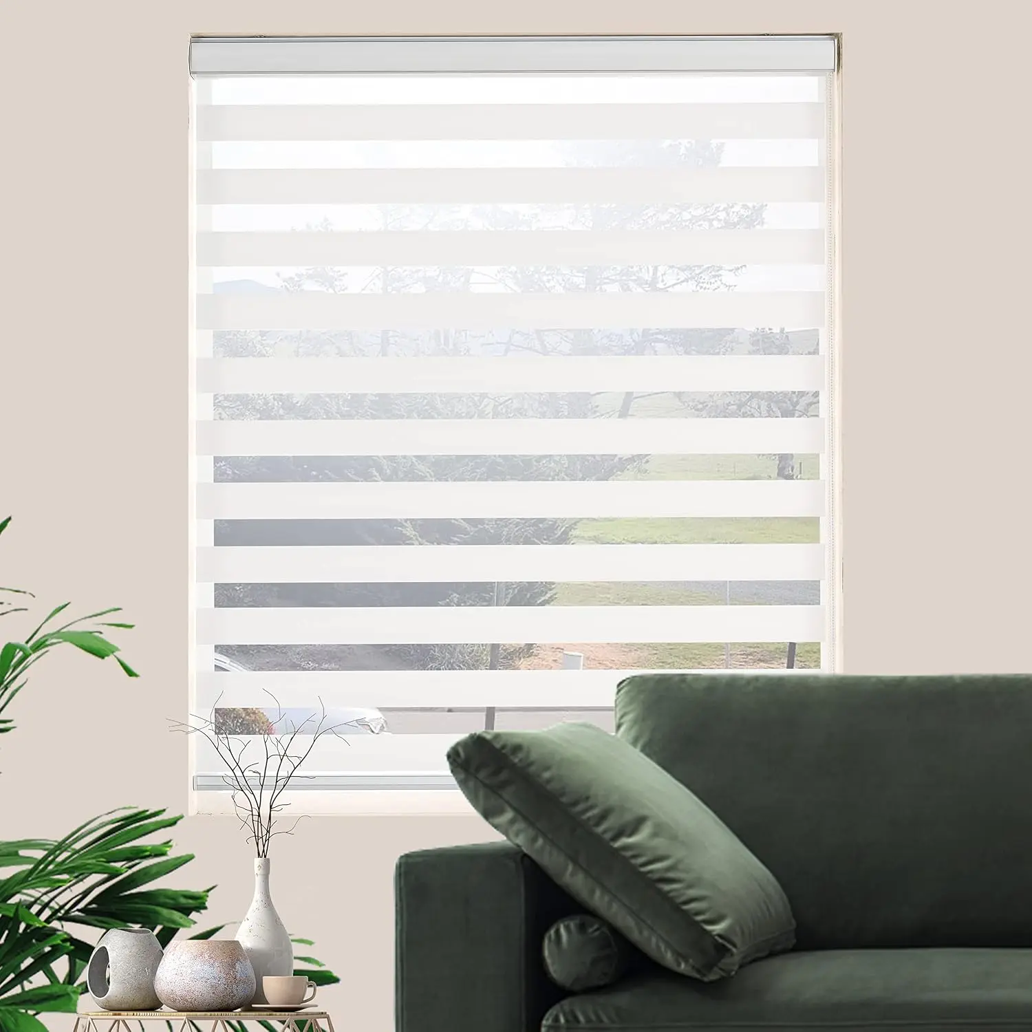 Size Blinds Dual Layer Roll Up Blind for Living Room, Window Blinds Shades Privacy Light for Day and Night, (72inch, White Color, Width 20 inch)