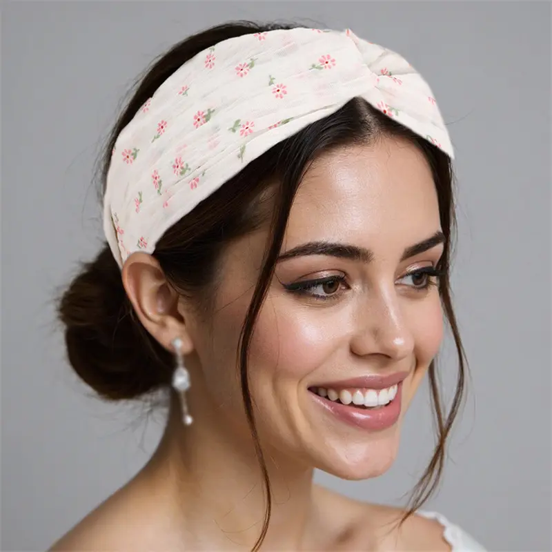 3 Pack Floral Cross Headbands for Women Elegant Stylish Hair Accessories Soft Elastic Non Slip Hairbands for Daily Wear Party Travel and Casual Occasions