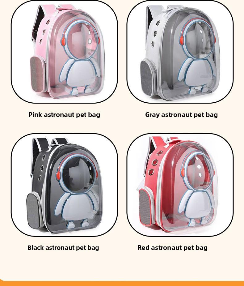 Pet Backpack Carrier - Breathable Transparent Space Capsule Astronaut Design with Mesh Pocket & Adjustable Straps, Portable Large Capacity Travel Backpack for Small Dogs & Cat