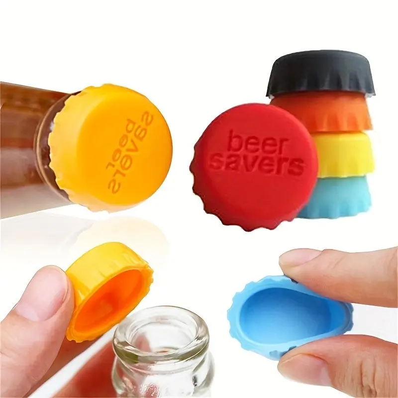 12 Reusable Silicone Bottle Caps, Leak-Proof Food Grade Seals, Random Colors, Ideal for Beer Wine Soda, Durable Airtight Glass Stoppers