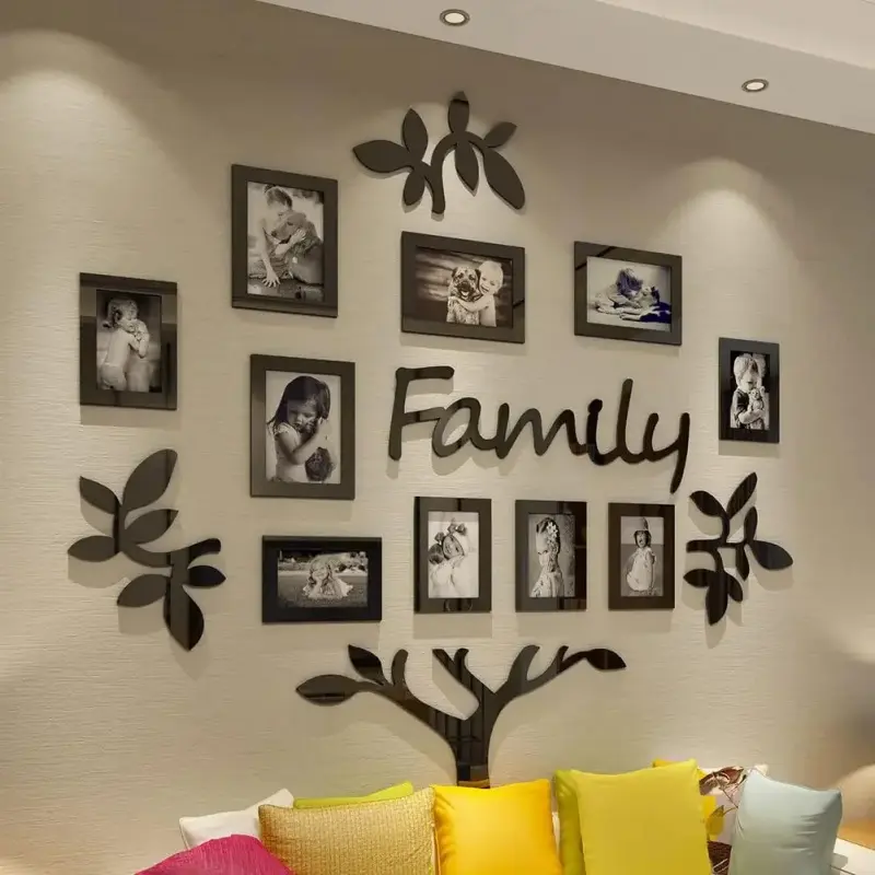 10 photo frames, Family trees, acrylic wall stickers, living room, bedroom, sofa, photo trees, wall decorations, Decorative Stickers, wall stickers