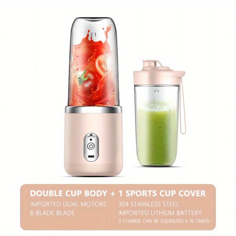 Portable Wireless Automatic Juicer Machine, Electric Juice Maker with Dual Cups and Sports Lid, Ideal for Home Outdoor Camping Kitchen Gift