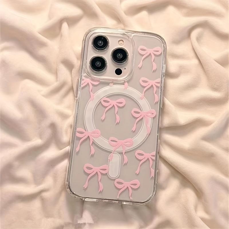 Girly Heart Bow Light Beige-Feel Magnetic Mobile Phone, Suitable Iphone17Promax/17Air/16/15/14Plus/13/12/11/X/XS/XS Max