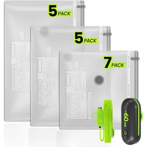 (17PACK) Travel Vacuum Bags with USB- Pump (Plug to Work, No ) - Portable Vacuum Sealer for Travel & , Space-Saving Compression Bags for Clothes, Bedding & Seasonal Storage