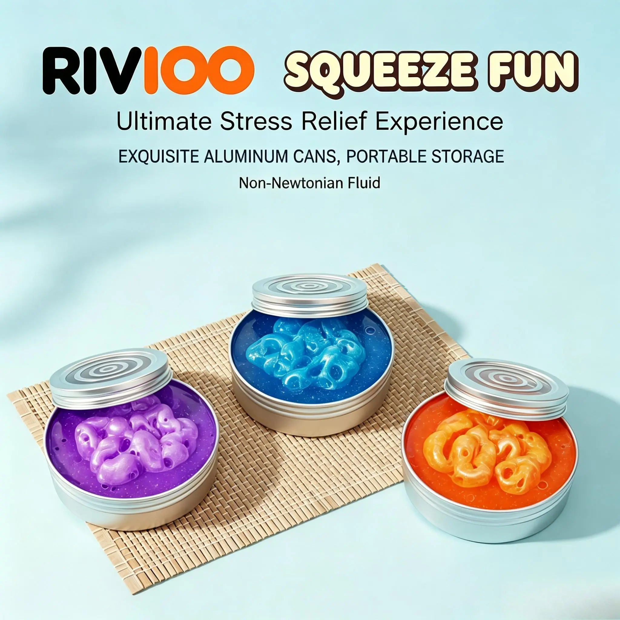 RIVIOO Glass mud non-Newtonian fluid colorful crystal decompression bouncing mud history daily work, decompression toys, super relaxation